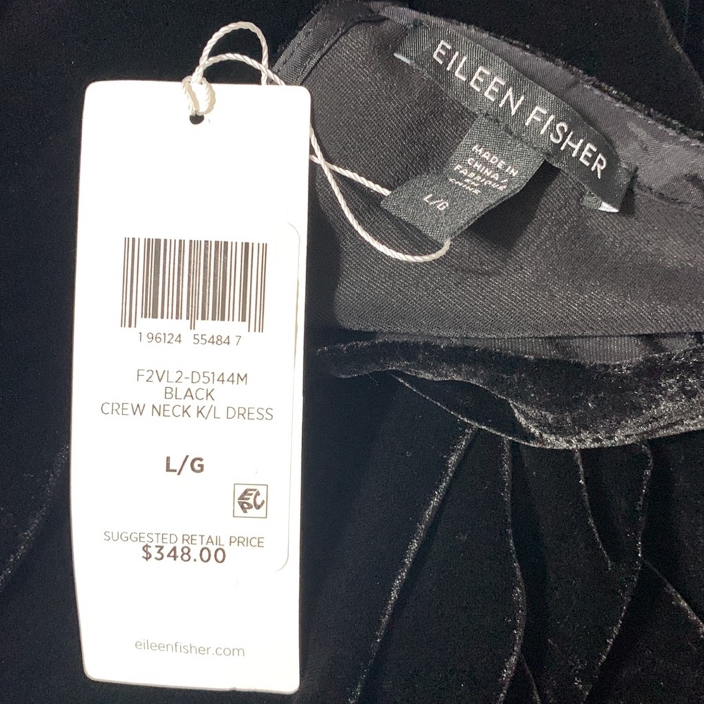 NWT EILEEN FISHER Velvet Crew Neck Dress - Picture 6 of 8